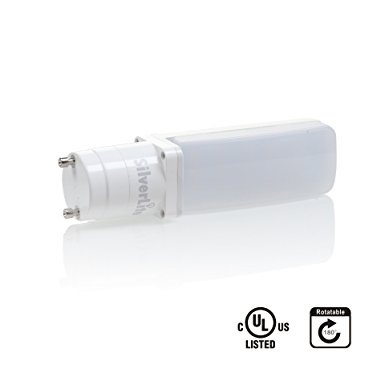 Silverlite 5w LED PL Bulb GU24 Base,13w CFL Equivalent,500LM,Soft White(2700k),120-277V,Horizontal Recessed,180°Rotatable,UL Listed