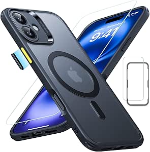 ESR for iPhone 16 Plus Max Case (4 in 1) Set, Translucent Matte Case with Screen Protector, Compatible with MagSafe, Military-Grade Protection, Classic Series,Frosted Black