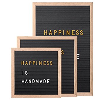 12"x18" Premium Black Felt Letter Board with 290 White and Extra 290 Gold Characters (1'') Included | Oak Wood Frame | Bonus Canvas Letter Bag - by Hippo Creation
