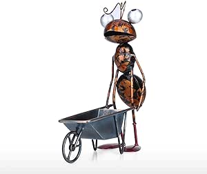 Tooarts Metal Ant Garden Decor Sculpture Home Patio Lawn Yard Indoor Outdoor Statue Ornament with Removable Bucket