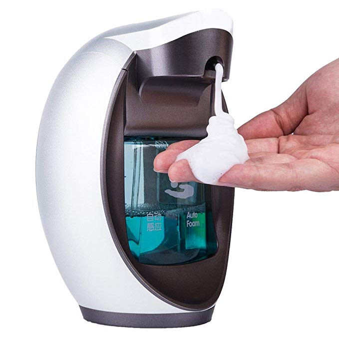 yooap 480ml Automatic Foaming Soap Dispensers – Handsfree Touchless Hand Sanitizer Soap Pump Dispensers with Wall-Mounted Design – 2 Modes Adjustable (White)
