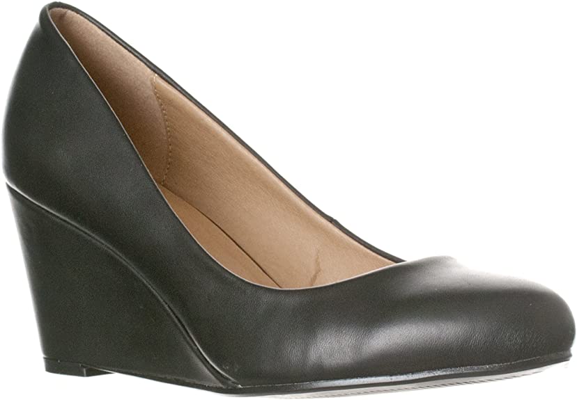 Riverberry Women's Leah Mid Heel Round Toe Wedge Pumps