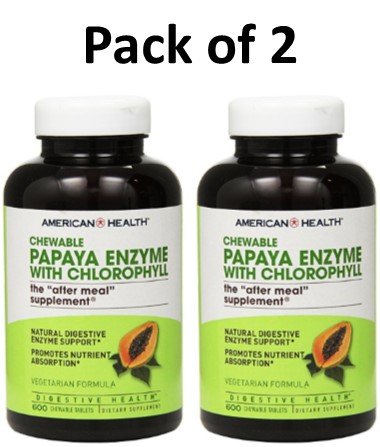 American Health Papaya Enzyme with Chlorophyll Chewable Tablets, 1200 Count