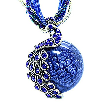Zonman Pretty Jewelry Retro Bohemia Style Pendant Opal Phoenix Peacock Necklace Best Gifts for Women (P2)