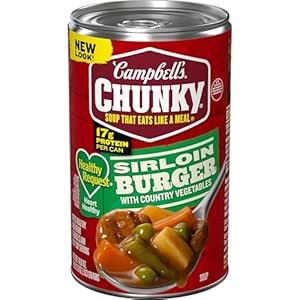 Campbell’s Chunky Healthy Request Soup, Sirloin Burger with Country Vegetable Beef Soup, 18.8 oz Can