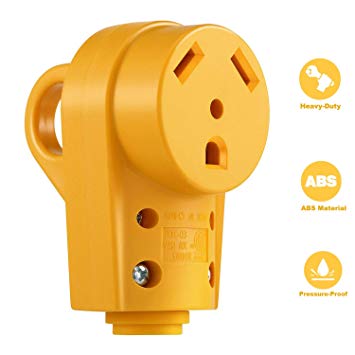 Kohree 125/250V 30 Amp RV Plug, 30A Heavy Duty RV Female Replacement Plug Receptacle Plug with Ergonomic Grip Handle, Yellow