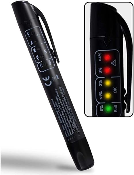Studyset Brake Fluid Tester Pen, Hydraulic Fluid Liquid Oil Moisture Analyzer with 5 LED Indicators, Portable Auto Brake Diagnostic Test Tool for DOT3 DOT4 DOT5 Brake Fluid Black