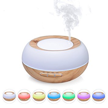 Aroma Diffuser, Saytay 300ml Essential Oil Diffuser Wood Grain Aromatherapy Diffuser Cool Mist Humidifier Aroma Humidifier with 7 LED Colorful Lamp 3 Mist Mode 4 Times Setting Auto Shut off Silent for Home Office Beauty Salon Spa Yoga