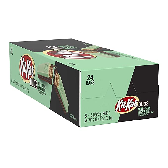 NEW Kit Kat Duo!! (1 Box) of 24 Crisp Wafers In Mint Creme & Dark Chocolate! Grab These New & Delicious Treats While You Can! These Are Great For Parties - Gifts - Holidays - Work - AND SO MUCH MORE!!