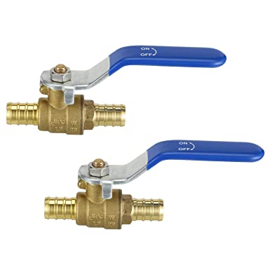 1/2 Pex Ball Valve Brass Shut Off Fitting 2 Pack Water Barb Tubing Drain,Lead Free with Handle