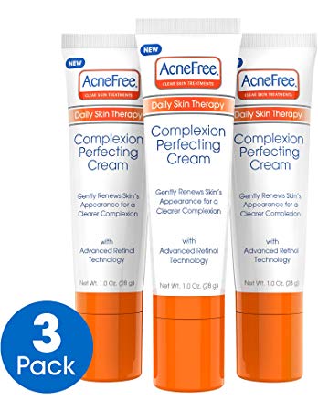 AcneFree Daily Skin Therapy Complexion Perfecting Cream Three Pack for Overnight Skincare with Retinol and Hyaluronic Acid, 1 Ounce