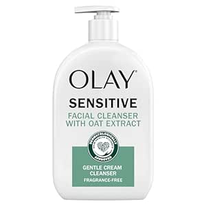 Olay Sensitive Facial Cleanser with Oat Extract Gentle Cream Cleanser, 16 fl oz