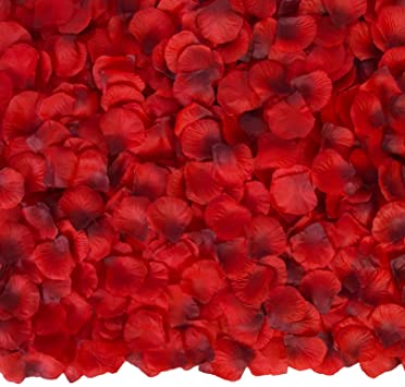 Ouddy 3000 Pcs Rose Petals Artificial Flowers Silk Petals for Wedding Decor Silk Rose Petals for Valentine's Day Romantic Night Engagement Party Decorations (Dark Red)