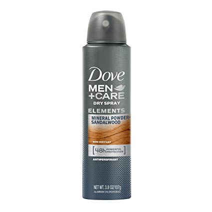 Dove Men Care Elements Antiperspirant Dry Spray, Mineral Powder   Sandalwood, 3.8 Ounce