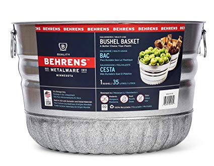 Behrens 32S 1-Bushel Basket Round Galvanized Steel Tub