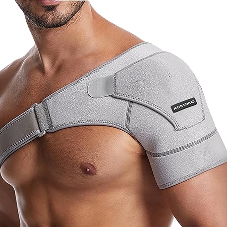 Komoko Shoulder Brace, Rotator Cuff Support Brace with Ice Pack Insertion Capability, Pressure for Preventing Strains and Dislocation, Alleviating Shoulder Pain, Adjustable Fit for Men and Women