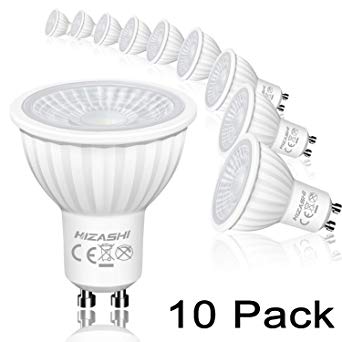 Hizashi 5W GU10 LED Spot Light, 50W Halogen Equivalent, 430LM LED Light Bulb , Cool White 4000K, Non Dimmable, GU10 Recessed Lighting, Pack of 10