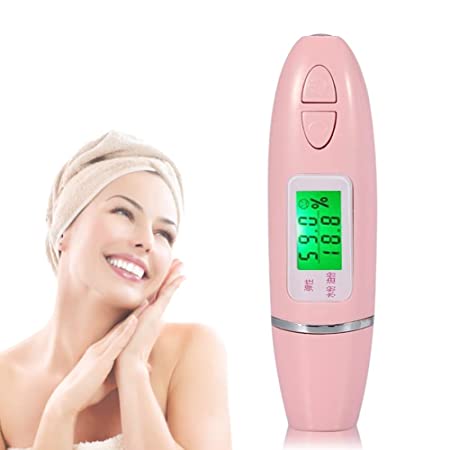 Facial Skin Tester, Moisture Water Oil Analyzer Precision Sensor with Digital LCD Display(Pink)