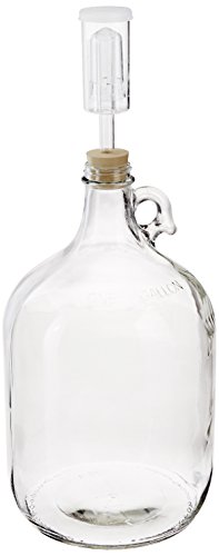 Home Brew Ohio Glass Wine Fermenter Includes Rubber Stopper and Airlock, 1 gallon Capacity