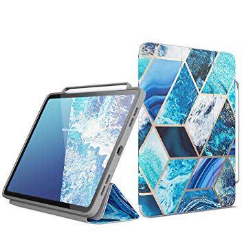 iPad Pro 12.9 Inch Case 2018, i-Blason [Cosmo] Full-Body Trifold Stand Protective Case Cover with Auto Sleep/Wake & Pencil Holder for Apple iPad Pro 12.9 Inch 2018 Release (Blue)