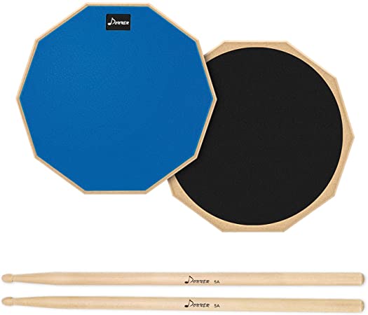 Donner 8 Inches Drum Practice Pad With Drum Sticks Blue
