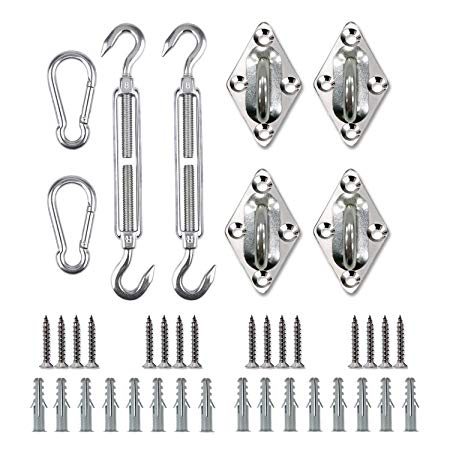 Artouch Sun Shade Sail Hardware Kit for Rectangle and Square Sun Shade Sail Installation 316 Stainless Steel 8 Inches Silver