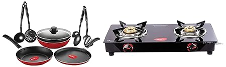 Pigeon 2 burner Gas Stove & Cookware Combo