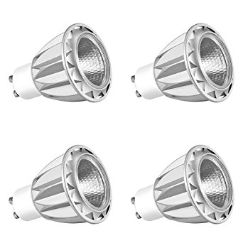 Jpodream GU10 LED Bulbs, 7W Super Bright COB LED Spotlight Bulbs, 15 Degrees Been Angle, Warm White(2800-3200K), AC85-265V, Pack of 4