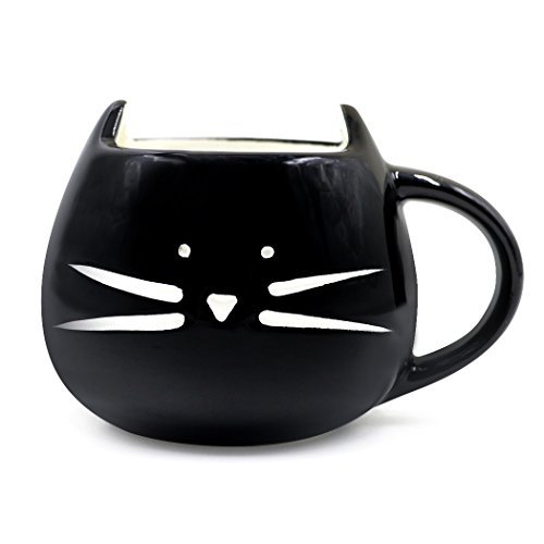 Teagas Lovely Cute design Morning Cat Mug,Glossy Black 350ml