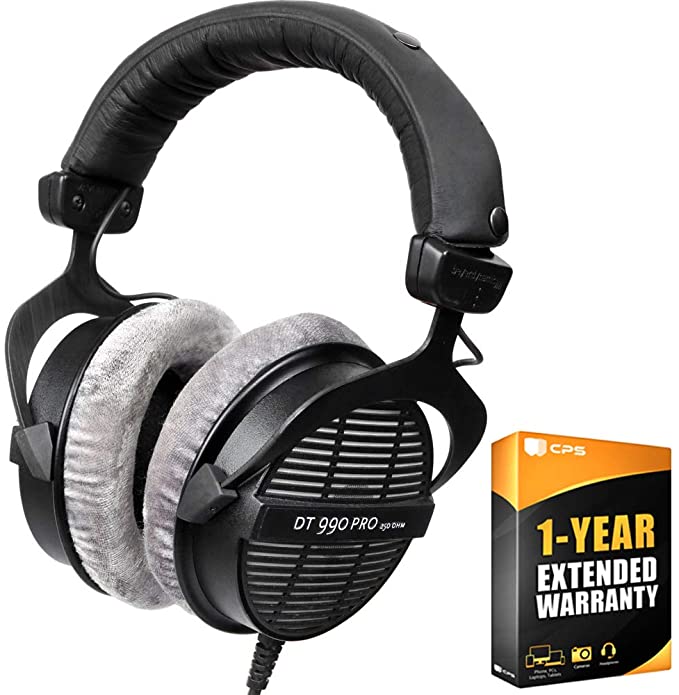 beyerdynamic 459038 DT-990-Pro-250 Professional Acoustically Open Headphones 250 Ohms Bundle with 1 Year Extended Warranty