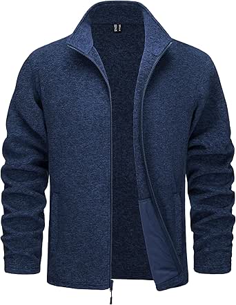 TACVASEN Men's Fleece Jackets Full Zip Lightweight Jacket Casual Soft Warm Coats with Pockets