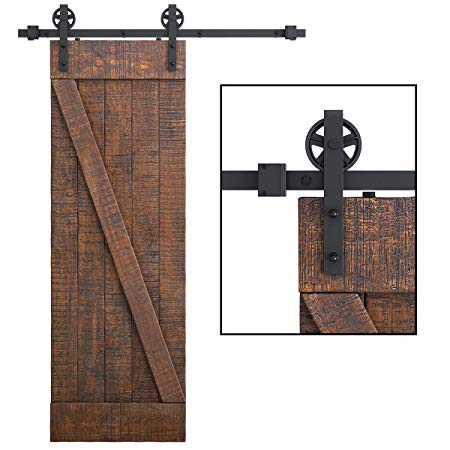 SMARTSTANDARD 5ft Heavy Duty Sturdy Sliding Barn Door Hardware Kit -Smoothly and Quietly -Easy to Install -Includes Step-by-Step Installation Instruction Fit 30" Wide Door Panel (Bigwheel Shape)