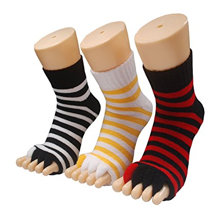 Toe Separator Women Foot Alignment Socks Yoga GYM Massage Toeless Relieve Pain 3 Pack