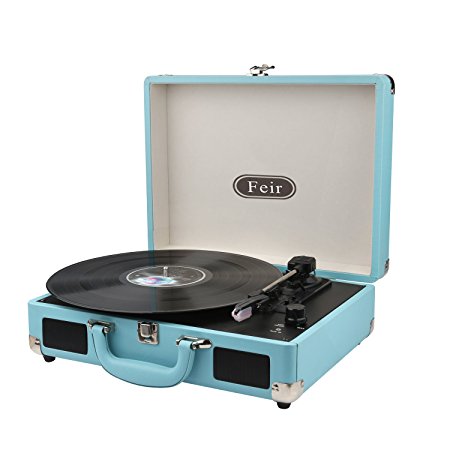 Vinyl Record Player Belt Drive 33 45 78 RPM Selectable Turntable Stereo Portable Stereo Turntable with Built in Speakers Supports RCA Output Support Computer Recording