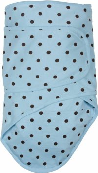 Miracle Blanket Swaddle Blue with Brown Polka Dots