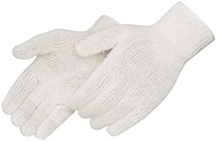 Liberty P4517Q Cotton/Polyester Regular Weight Plain Seamless Knit Glove with Elastic String Knit Wrist, Medium, Natural White (Pack of 12)
