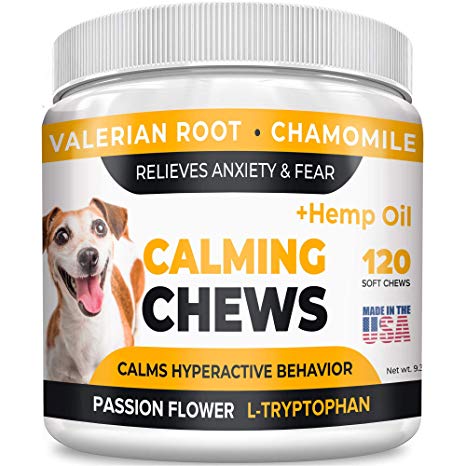 Pawesome Hemp Calming Treats for Dogs - 120 Soft Chews - Made in USA with Hemp Oil - Dog Anxiety Relief - Natural Separation Aid - Stress Relief - Fireworks - Storms - Aggressive Behavior - Barking