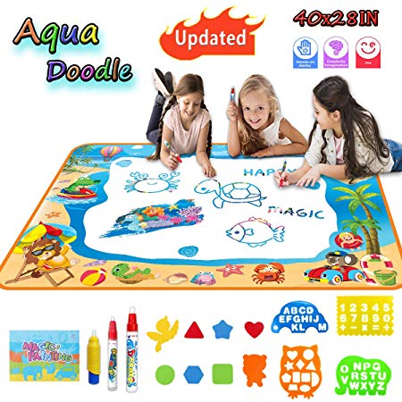 TTOUADY Updated Water Doodle Mat, Large Size Sea World Aqua Magic Mats, Educational Learning Toys for 2 3 4 5 6 Years Old Girls Boys Toddler Kids (40"x28")