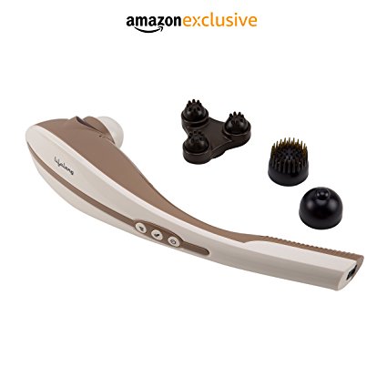Lifelong LLM45 Rechargeable Tapping Body Massager With 3 Attachments (Cord-less), Brown