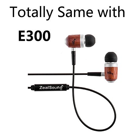 ZealSound E300B Genuine Wood Earphone with Mic, Bass In-ear Noise-isolating Earbuds (Totally Same with E300, but different Lot)