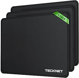 TECKNET 3 Packs L Alfombrilla Ratón Gaming - 270x210x3mm Mouse Pad con Base Goma Antideslizante, Superficie Impermeable, Bordes Cosidos, Seguimiento Suave y Preciso