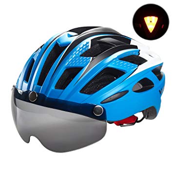 VICTGOAL Bike Helmet for Men Women with Safety Led Back Light Detachable Magnetic Goggles Visor Mountain & Road Bicycle Helmets Adjustable Adult Cycling Helmets