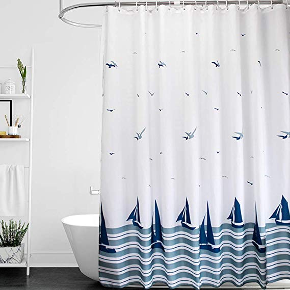 ORSJA Shower Curtain Anti Mould Shower Curtain with Hooks