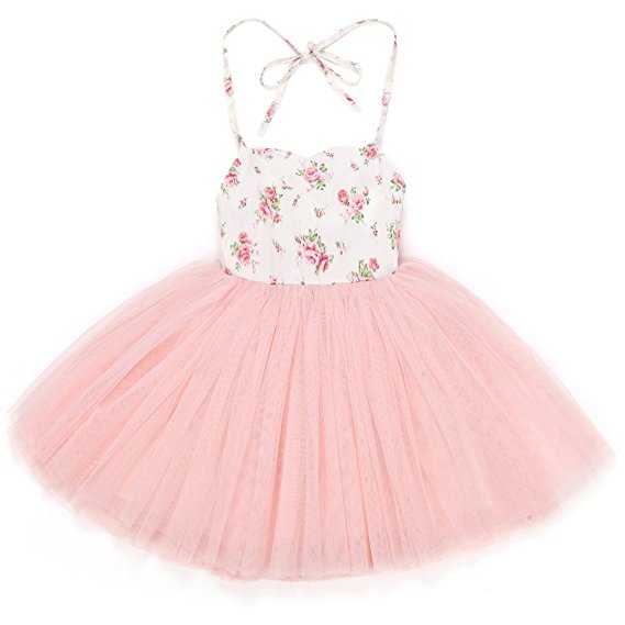 Flofallzique Girls Dress Baby Pink Tutu Wedding Christening Birthday Party Special Dress