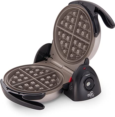 Presto 03510 Ceramic Flipside Belgian Waffle Maker, Stainless Steel, Black