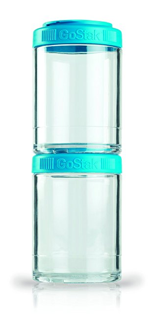 BlenderBottle GoStak Twist n' Lock Storage Jars, 150cc 2-Pak, Aqua