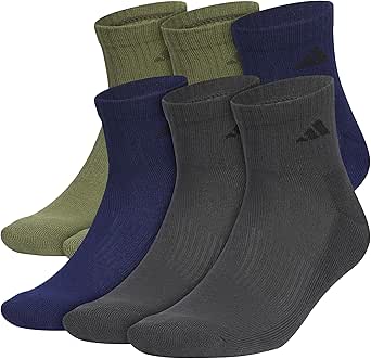 adidas Men's Athletic Cushioned Quarter Socks with Arch Compression (6 Pairs)