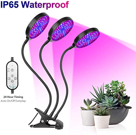 LED Plant Grow Light, Automatic Two-Way Timer Plant Grow Lamp 3 Head, 45W 78LED Beads（54Red/24Blue）Spectrum, Adjust Brightness Circularly, Professional for Seedling Growing Blooming Fruiting