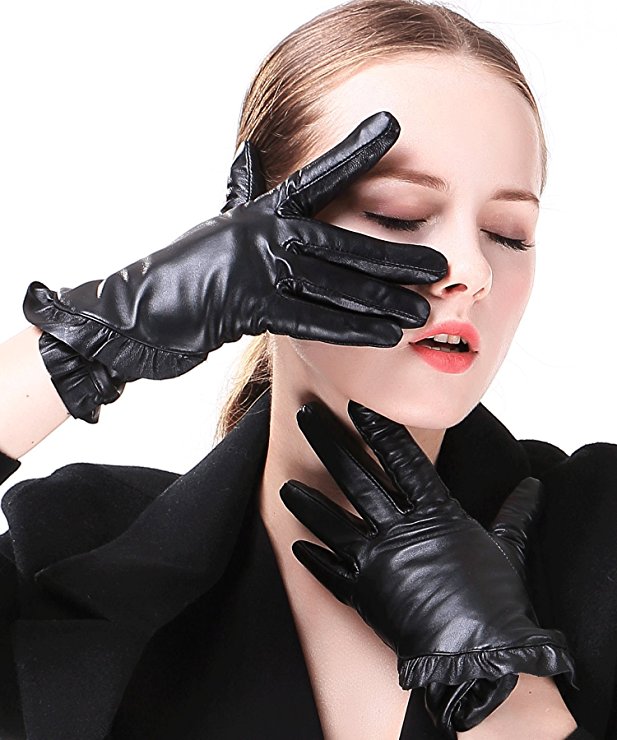 Harrms Best Luxury touchscreen Italian Nappa Genuine Leather Gloves for women's Texting Driving Cashmere Lining