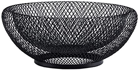 Metal Wire Fruit Basket,Large Round Storage Baskets for Bread,Fruit,Snacks,Candy,Households Items.Fashion Fruit Bowl Decorate Living Room, Kitchen, Countertop,Black By Cq acrylic